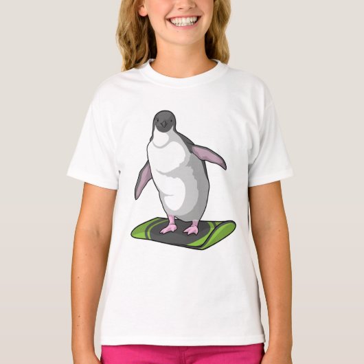 スノーボードを使ったペンギン Tシャツ (正面)