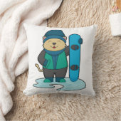 スノーボードを使った猫 クッション (ブランケット)