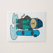 スノーボードを使った猫 ジグソーパズル (横)