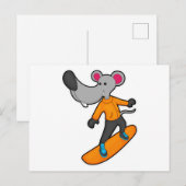 スノーボードを履くマウス ポストカード (正面/裏面)