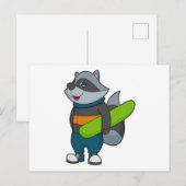 スノーボードを履くラコーン ポストカード (正面/裏面)