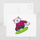 スノーボードを履く猫 ポストカード (正面/裏面)