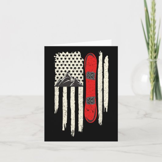 スノーボードアメリカ国旗ウィンタースポーツアルパインスノーブ カード (正面)