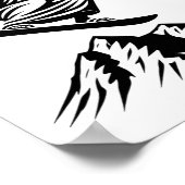 スノーボードイエスキリストスノーボーディングライジン雪C ポスター (角)