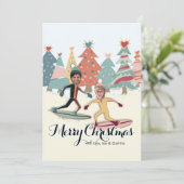 スノーボードカップルのクリスマスカード シーズンカード (スタンド正面)