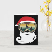 スノーボードクリスマスとしてサンタクロースのスノーボーダー カード (黄色い花)