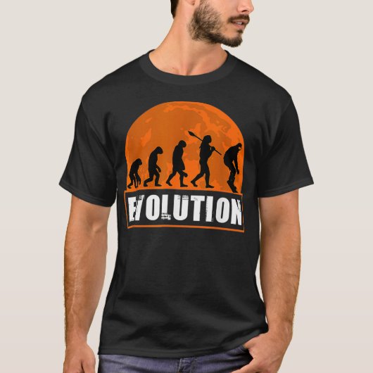スノーボードシおもしろいャツ人間の進化の贈り物 Tシャツ (正面)