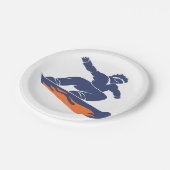 スノーボードシルエット-背景色を選択 ペーパープレート (アングル)