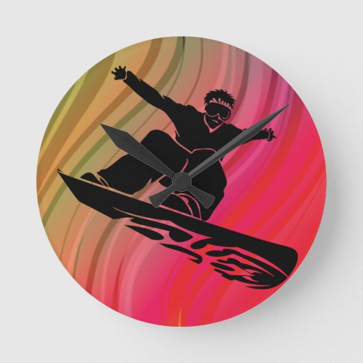 スノーボードジャンプ ラウンド壁時計 (正面)