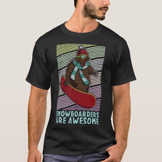 スノーボードスキーのスノーボーダー競技活動 Tシャツ (正面)