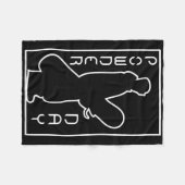 スノーボードスキーウィンタースポーツ雪の粉の日のロゴ フリースブランケット (正面(横))