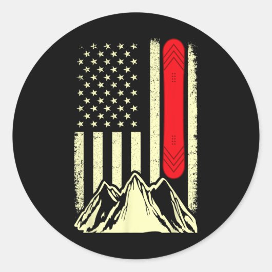 スノーボードスキースノーボードアメリカ国旗スノーボ ラウンドシール (正面)