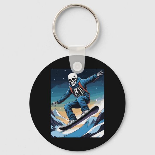 スノーボードストリートウェアスノーボードスカルスノーボード キーホルダー (正面)
