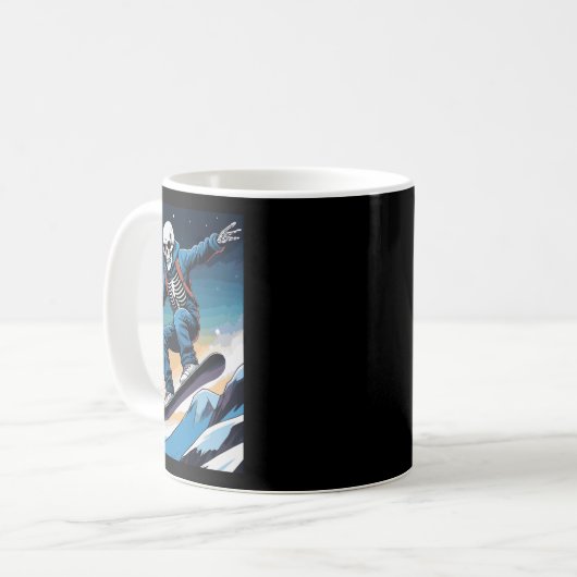 スノーボードストリートウェアスノーボードスカルスノーボード コーヒーマグカップ (正面左)