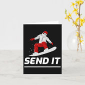 スノーボードスノーボーダーが冬にスノーボードを送る カード (黄色い花)