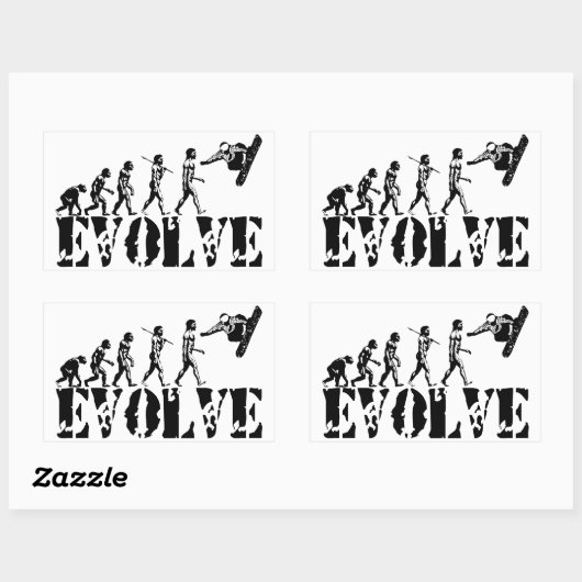 スノーボードスノーボーディングスポーツ進化アート 長方形シール (シート)