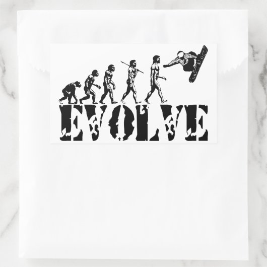 スノーボードスノーボーディングスポーツ進化アート 長方形シール (バッグ)