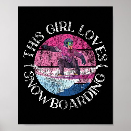 スノーボードスノーボードガールヴィンテージレトロこのギル ポスター (正面)