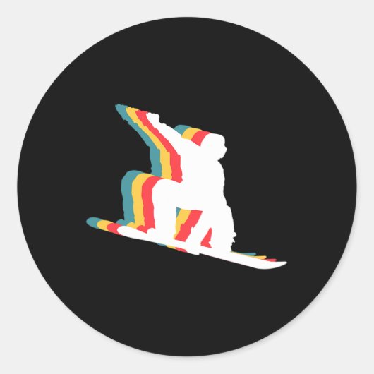 スノーボードスノーボードスノーボーダーレトロ ラウンドシール (正面)