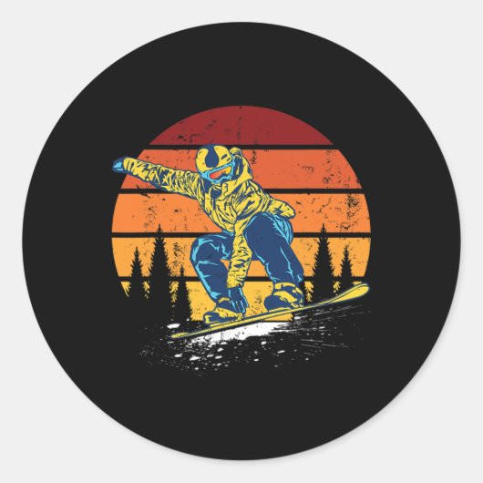 スノーボードスノーボードスノーボーダーヴィンテージ冬 ラウンドシール (正面)