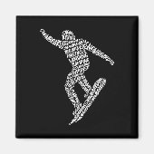 スノーボードスノーボードタイポグラフィボーイズキッズメンズ マグネット (正面)