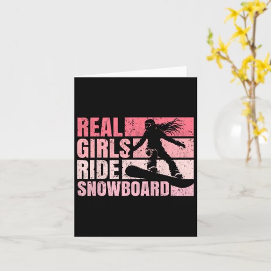 スノーボードスノーボードヴィンテージガールライド実在ガールー カード (黄色い花)