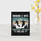 スノーボードスノーボードヴィンテージハスンド妻の結婚 カード (黄色い花)