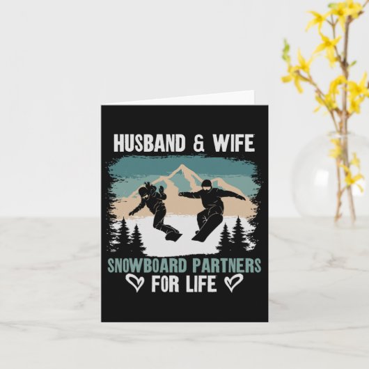 スノーボードスノーボードヴィンテージハスンド妻の結婚 カード (黄色い花)