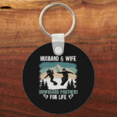 スノーボードスノーボードヴィンテージハスンド妻の結婚 キーホルダー (正面)