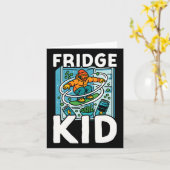 スノーボードスノーボードヴィンテージレトロ冷蔵庫キッド カード (黄色い花)