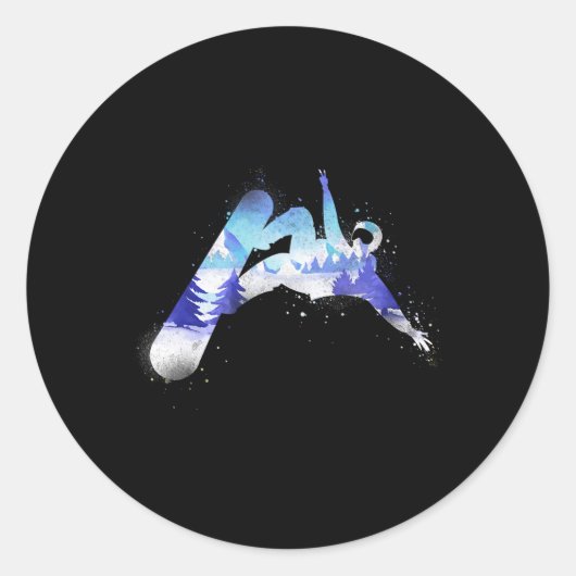 スノーボードスノーボードヴィンテージ山 ラウンドシール (正面)