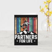 スノーボードスノーボードヴィンテージ結婚レトロ妻 カード (黄色い花)