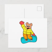 スノーボードスポーツでのクマ ポストカード (正面/裏面)