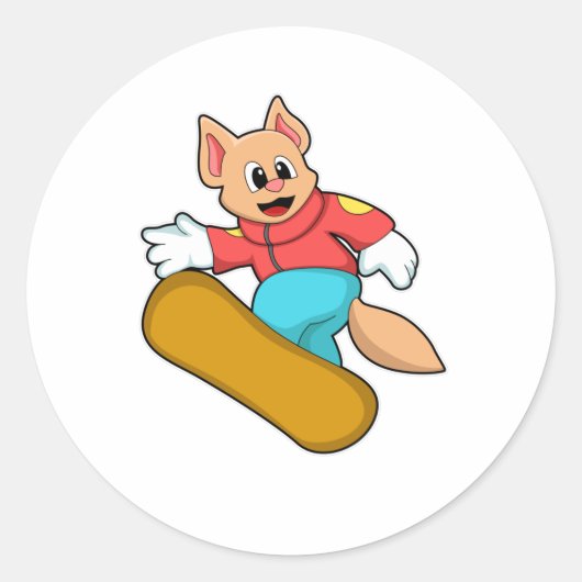 スノーボードスポーツのネコ ラウンドシール (正面)