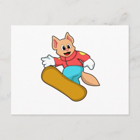 スノーボードスポーツの猫 ポストカード (正面)