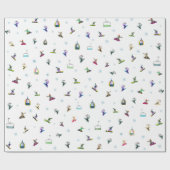 スノーボードチェアリフトウィンターブルーパターン誕生日 ラッピングペーパー (フラット)