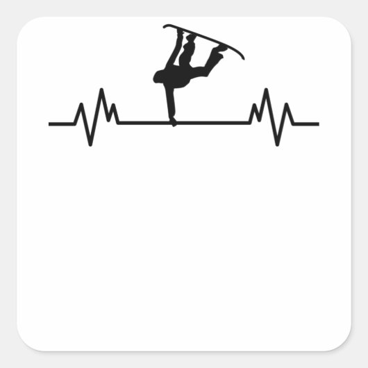 スノーボードハートビートスおもしろいポーツスノーボードギフト スクエアシール (正面)