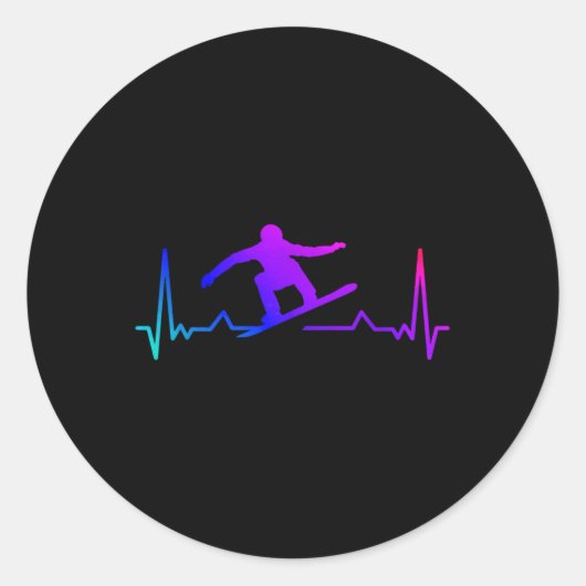 スノーボードハートビート80s 90sレトロ冬季スノーボード ラウンドシール (正面)