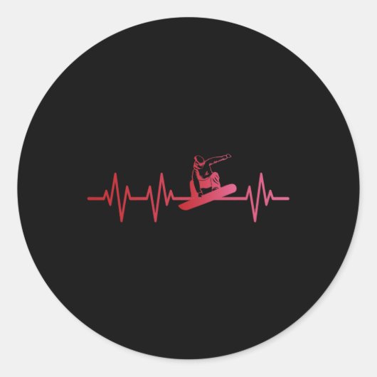 スノーボードハートビート80s 90sレトロ冬季スノーボード ラウンドシール (正面)