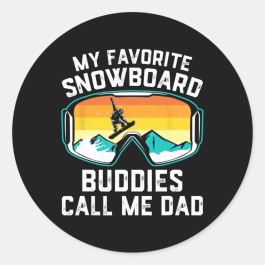 スノーボードパパギフトファーズデイスノーボーディング恋人 ラウンドシール (正面)
