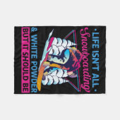 スノーボードホワイトパウダーレトロ90s 80sスノーボード フリースブランケット (正面(横))