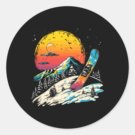スノーボードポートレートウィンタースポーツ ラウンドシール (正面)