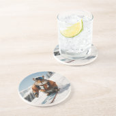 スノーボードリスの冬お洒落間動物 コースター (側面)