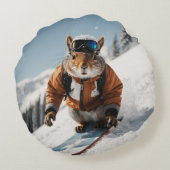 スノーボードリスの冬お洒落間動物 ラウンドクッション (裏面)