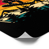 スノーボードレトロサンセットスタイルスノーボードウィンターS ポスター (角)