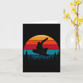 スノーボードレトロヴィンテージサンセットスキーヤー カード (黄色い花)