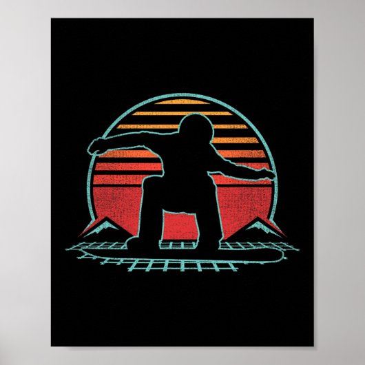 スノーボードレトロヴィンテージ80sスタイルスノーボーダーG ポスター (正面)