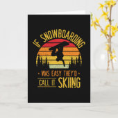 スノーボードレトロ,スノーボーダーでスキーをする カード (黄色い花)