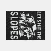 スノーボードヴィンテージゲレンデに行こう フリースブランケット (正面(横))