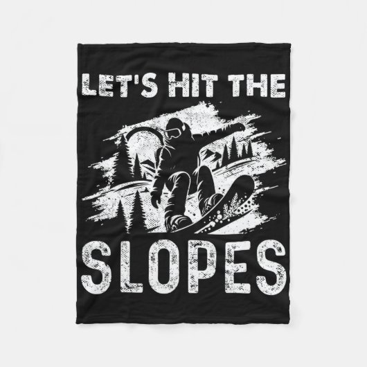 スノーボードヴィンテージゲレンデに行こう フリースブランケット (正面)